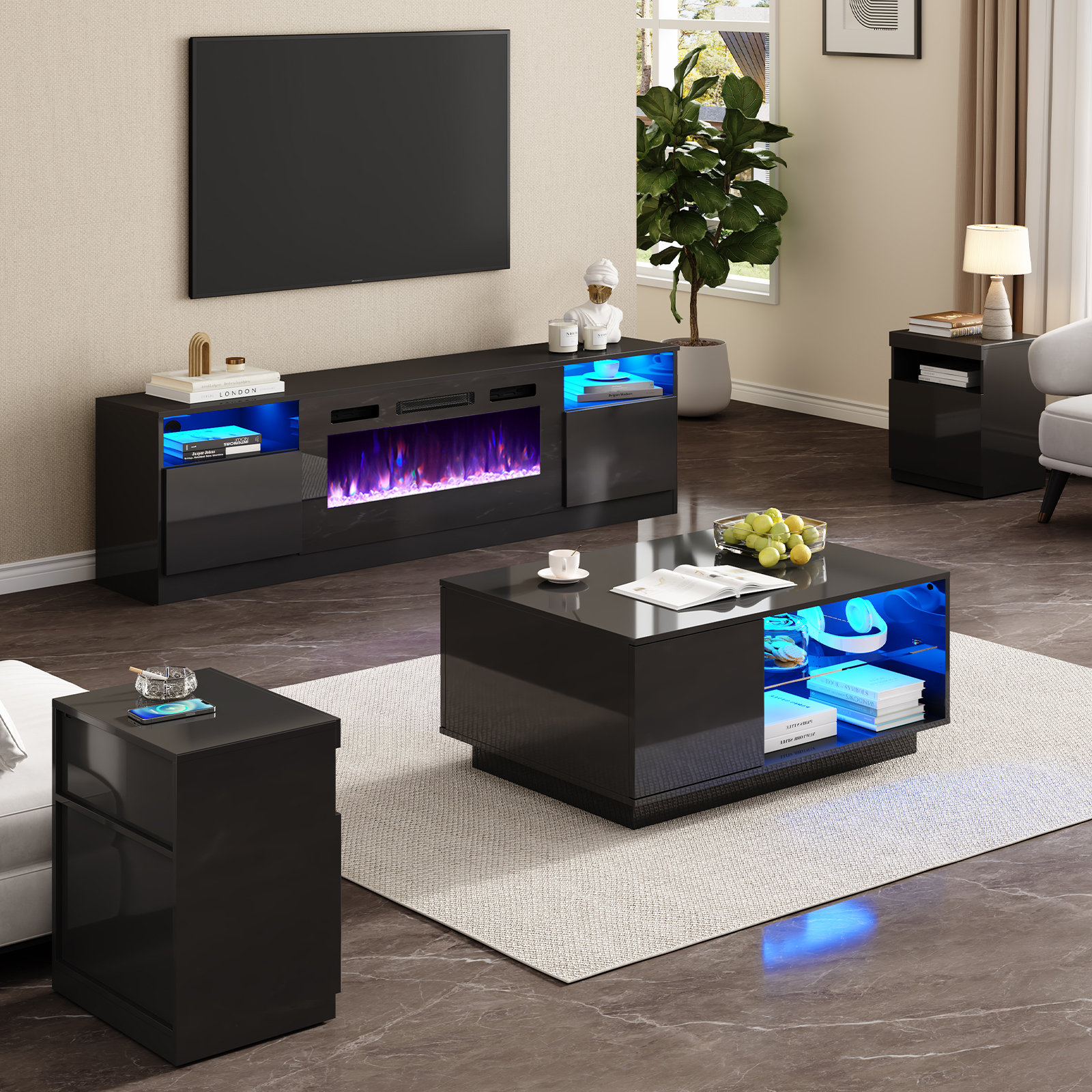 Wade Logan Bhhatu 4 Piece Living Room Table Set,Highgloss 80